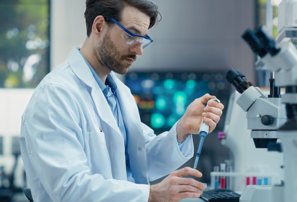 scientist researching in laboratory